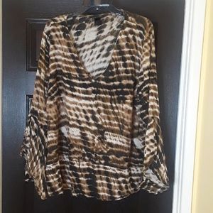 Lightweight mottled animal print blouse